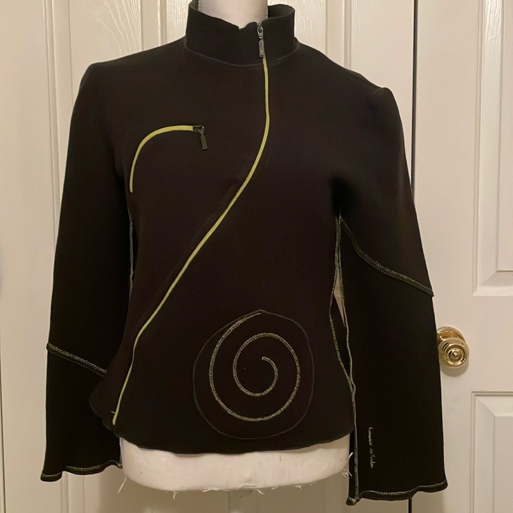 Adventures des Toiles Charcoal Unique Asymmetrical Zipper Jacket